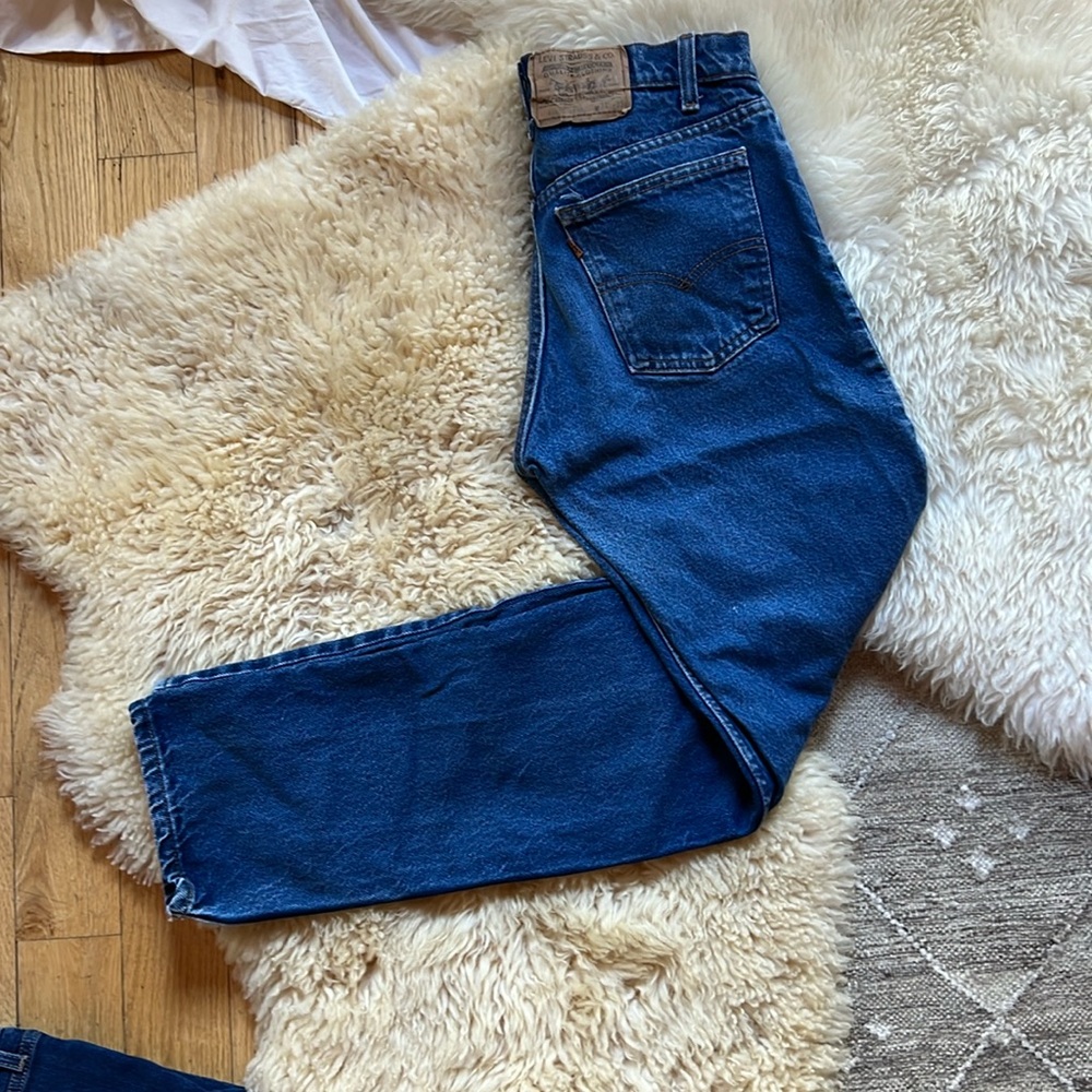 Vintage 90’s ORANGE TAB LEVI’S 31x33,  dark wash, zipper 40505-0215